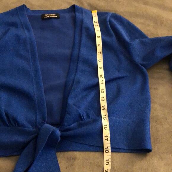 Michelle Antonelli 2pc Blue Sparkle Knit Top Set Woman Size Large Embellished - Picture 9 of 13